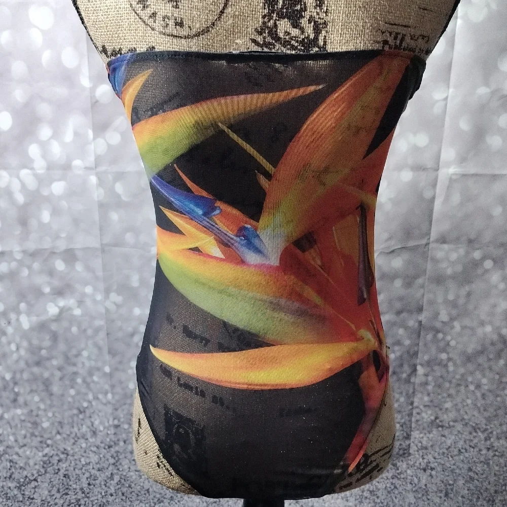 Zara Black and Multi Patterned Tube Body Suite - Picture 3 of 4